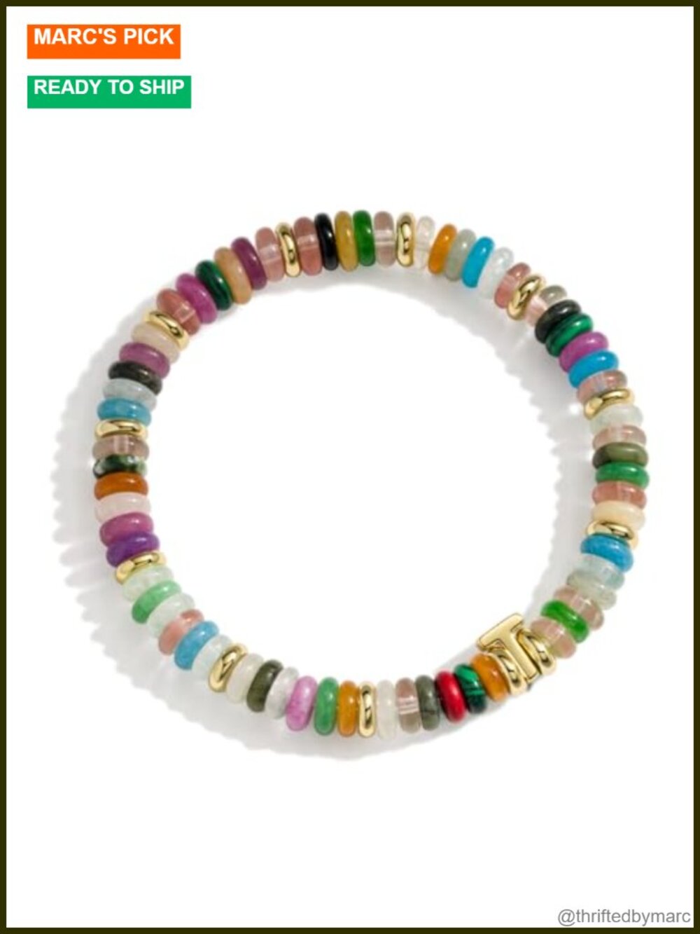14K Gold Filled Natural Gemstone Stretch Bracelets for Women
